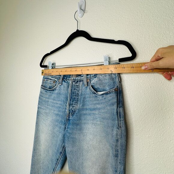 Levis White Oak Cone Denim Light Medium Wash Button Fly Distressed Slim Leg Jean - Picture 16 of 16